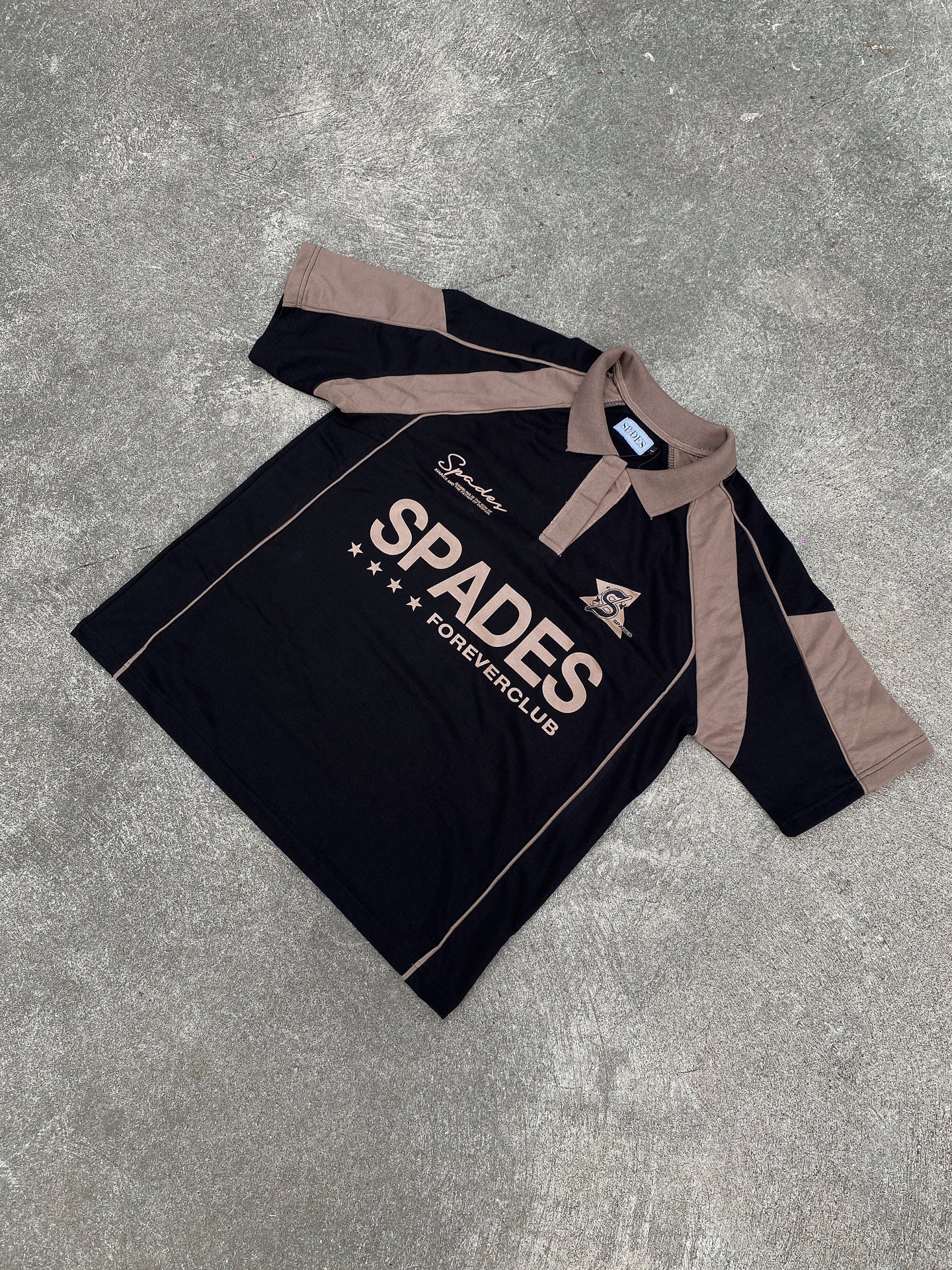 French Terry Crop Polo Shirt Fabric Avarice Black SPADES