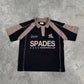 French Terry Crop Polo Shirt Fabric Avarice Black SPADES