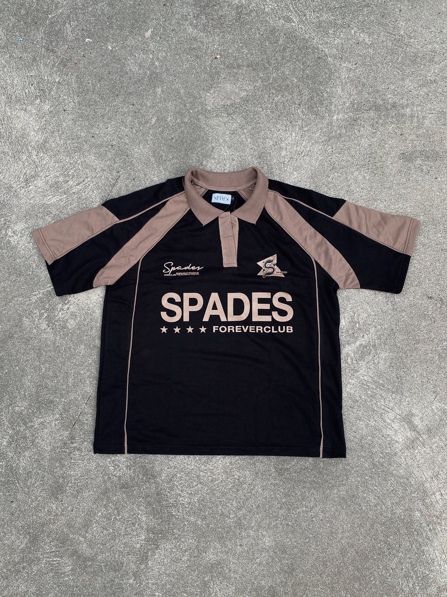 French Terry Crop Polo Shirt Fabric Avarice Black SPADES