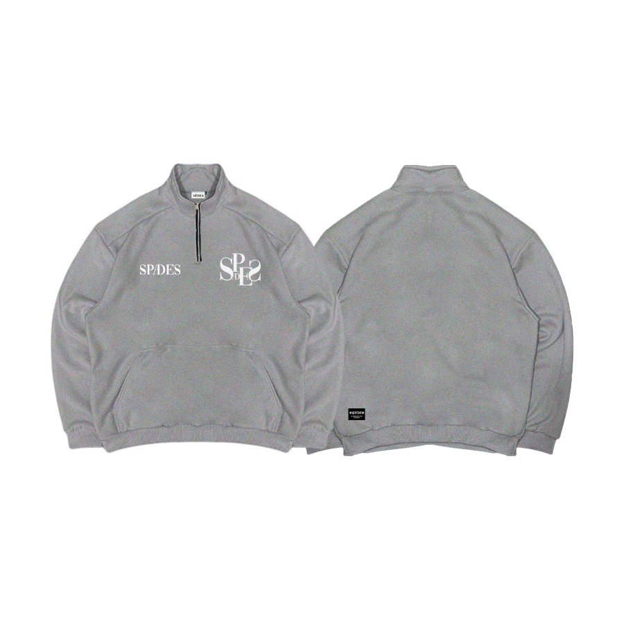 Spades Monochrome Majesty Quarter Zip Pullover Acid Gray SPADES