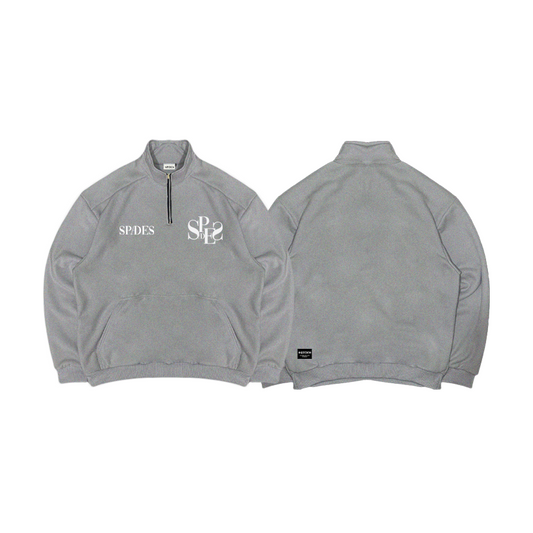 Spades Monochrome Majesty Quarter Zip Pullover Acid Gray SPADES