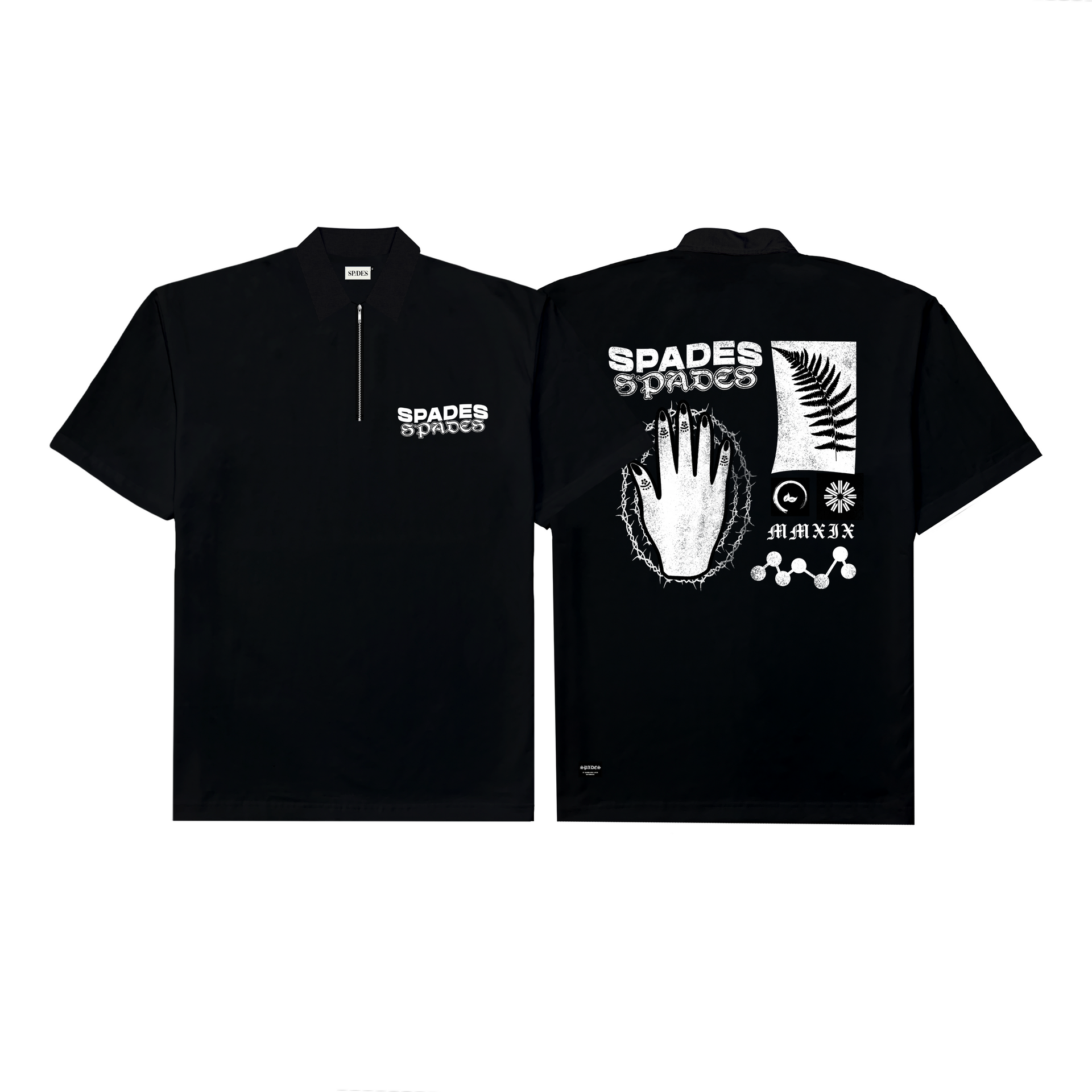 Spades Quarter Zip Polo Lucky Hands Black SPADES