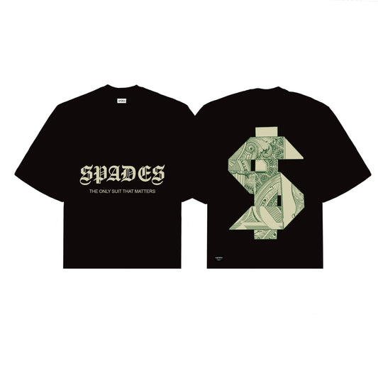 Cash Rules Boxy Crop Tee Black SPADES