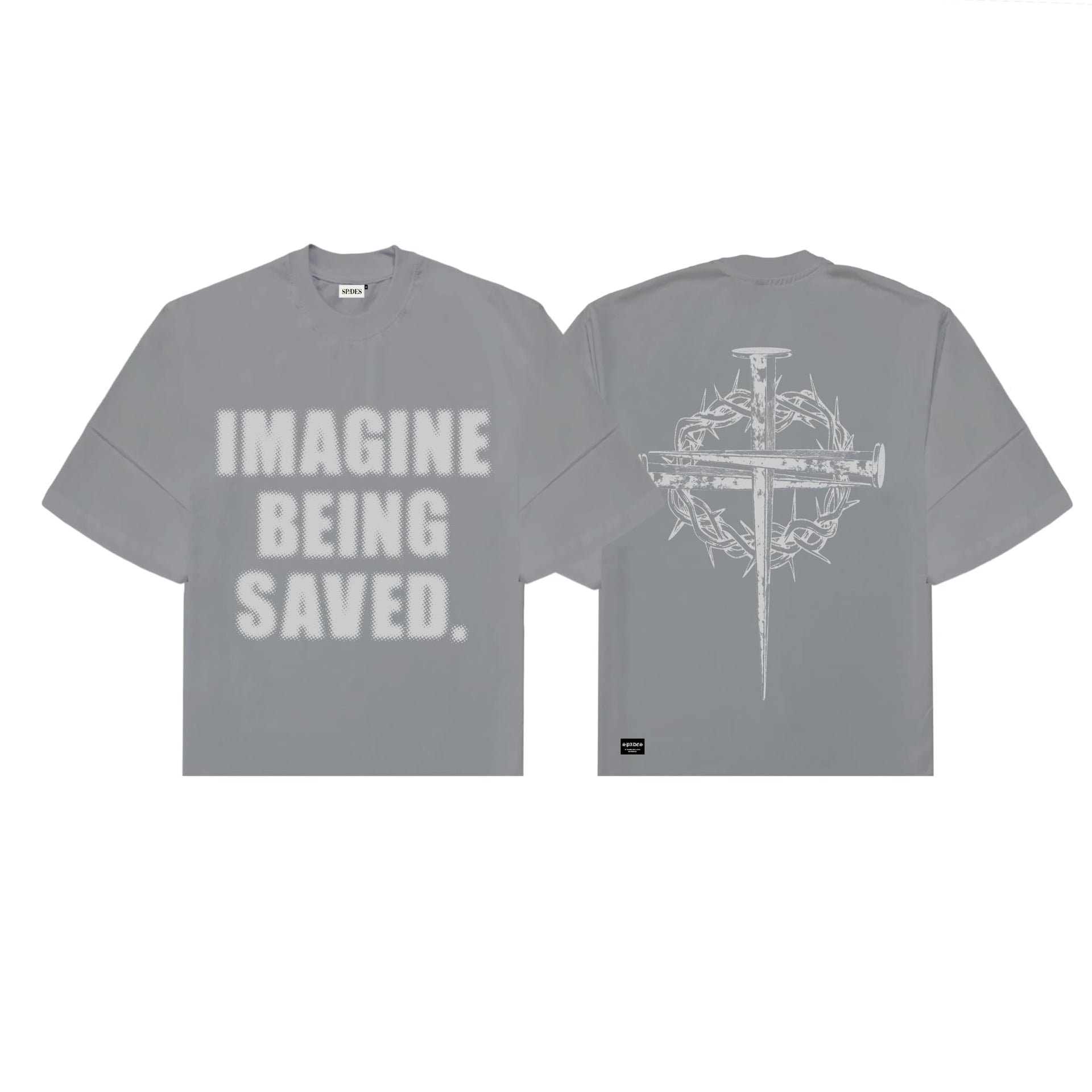 Thorn and Grace Boxy Crop Tee Gray SPADES