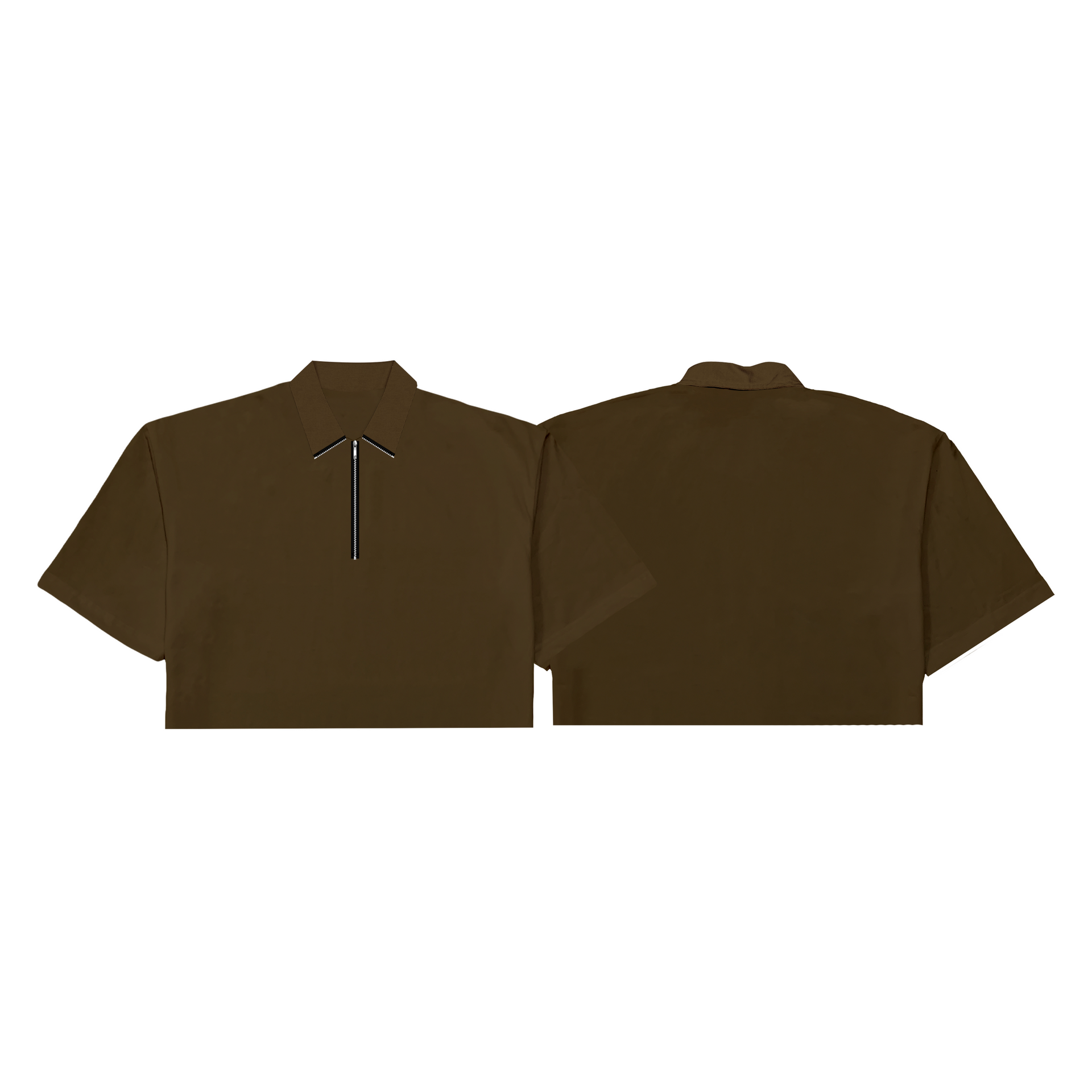 Corduroy Crop-top Quarter Zip Polo Shirt Choco Brown SPADES
