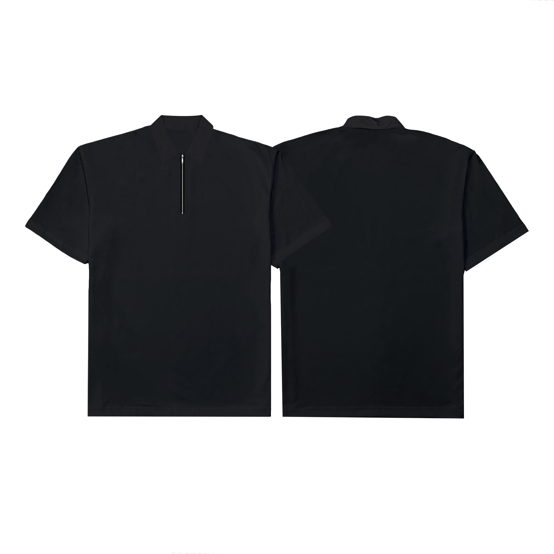 Corduroy  Quarter Zip Polo Shirt  Black SPADES