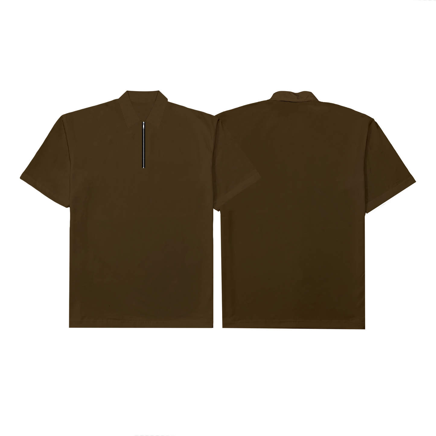 Corduroy  Quarter Zip Polo Shirt Choco Brown SPADES
