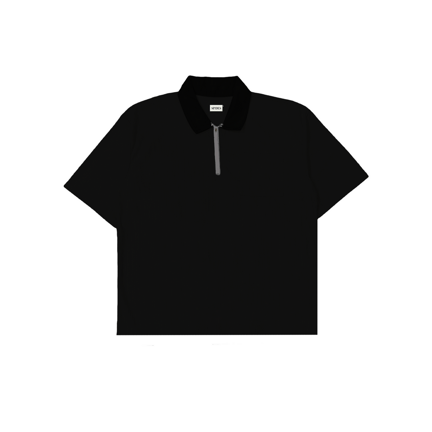 Spades Quarter Zip Polo Plain Black SPADES
