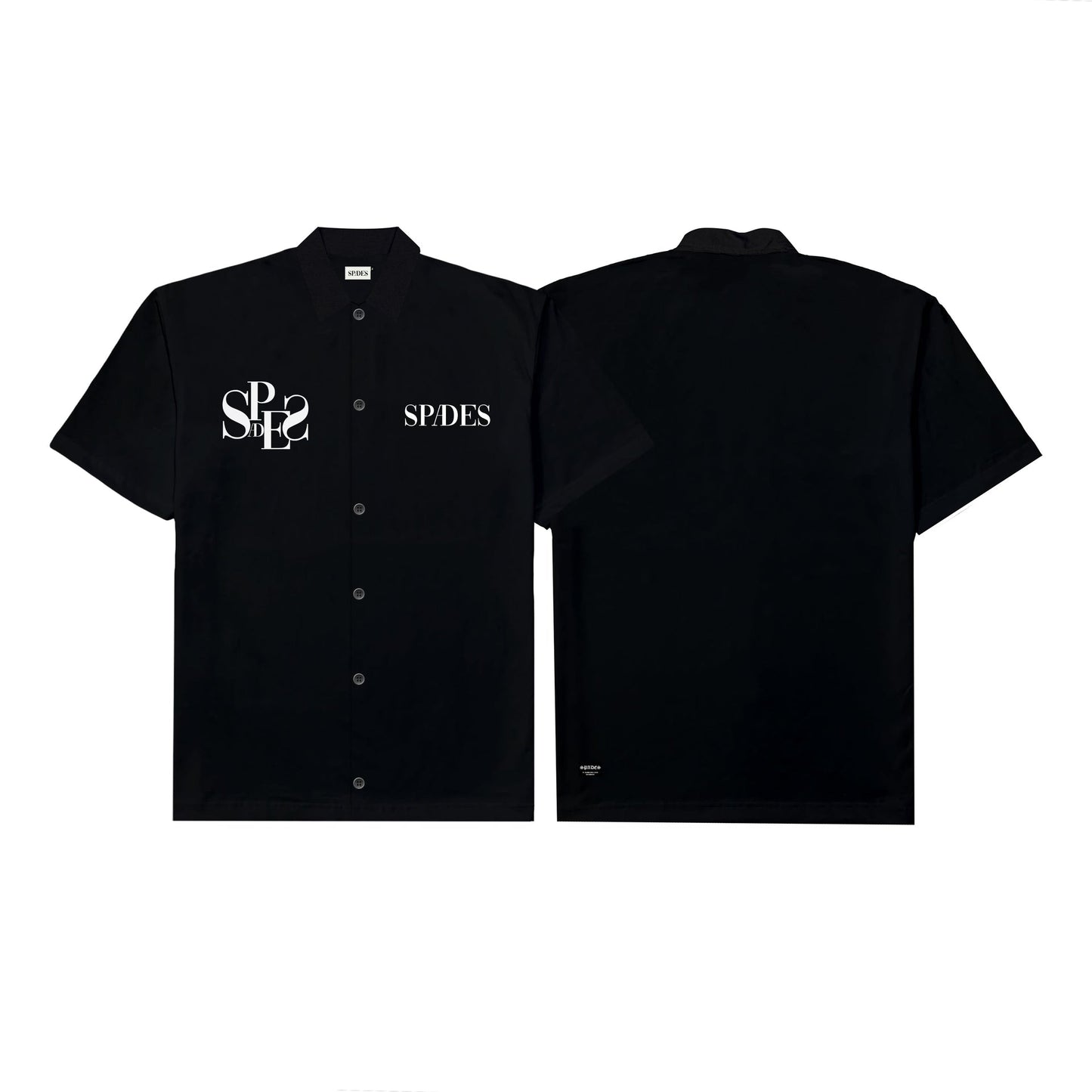 Spades Monochrome Majesty Full Button Polo Crop Black SPADES