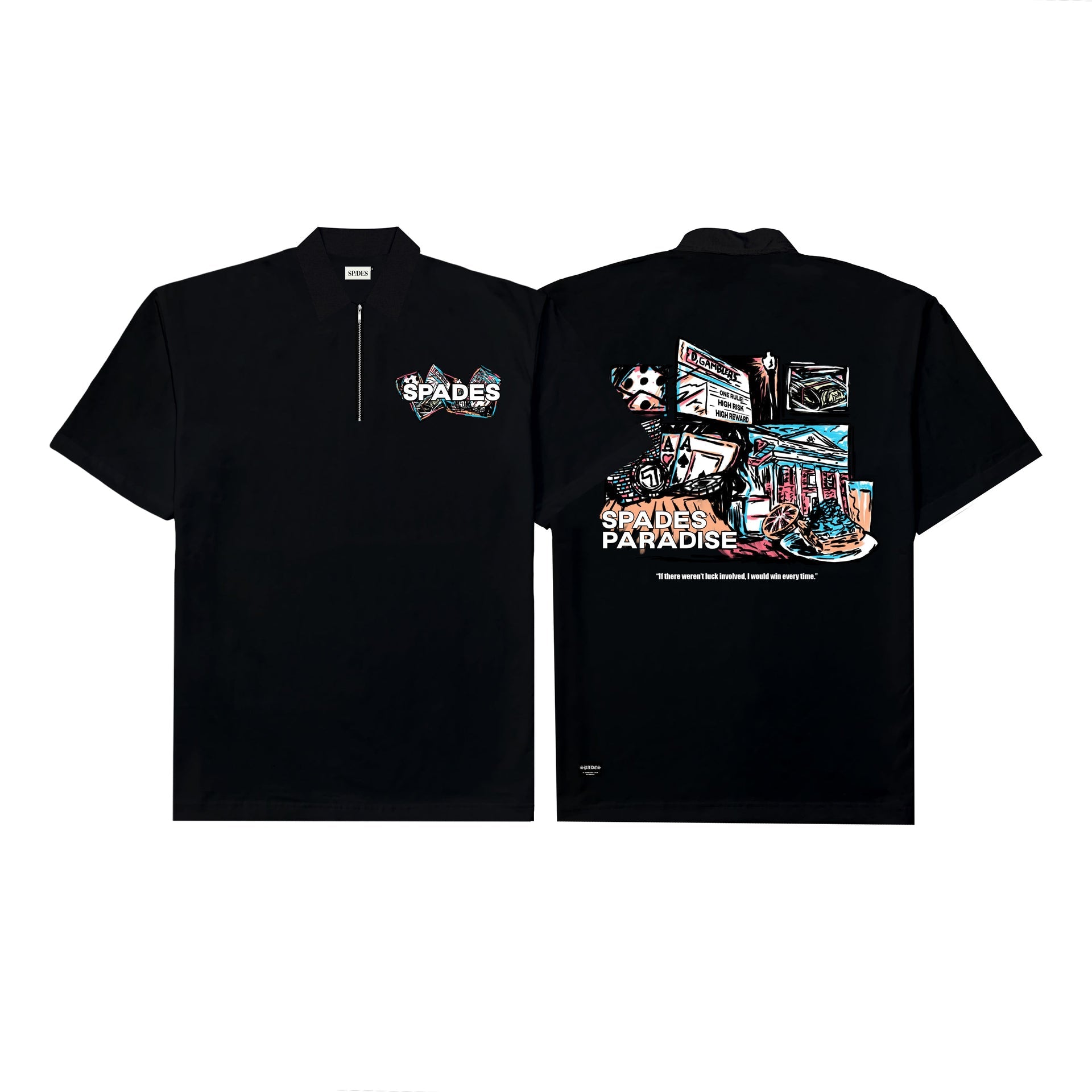 Spades Quarter Zip Polo Gamblers Paradise SPADES