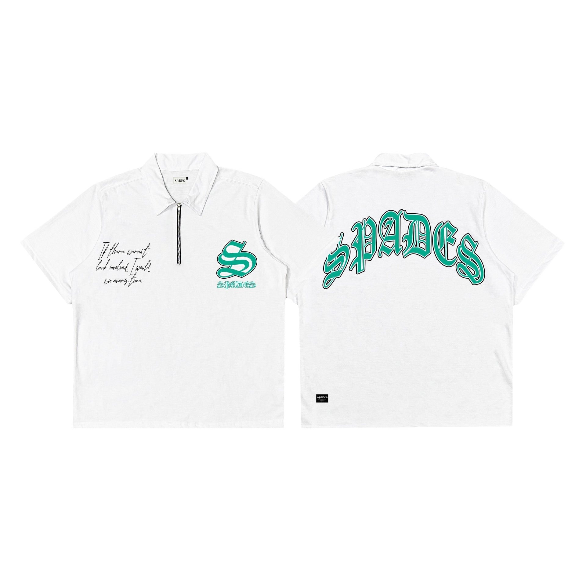 Spades Quarter Zip Polo Bigger Wins White SPADES