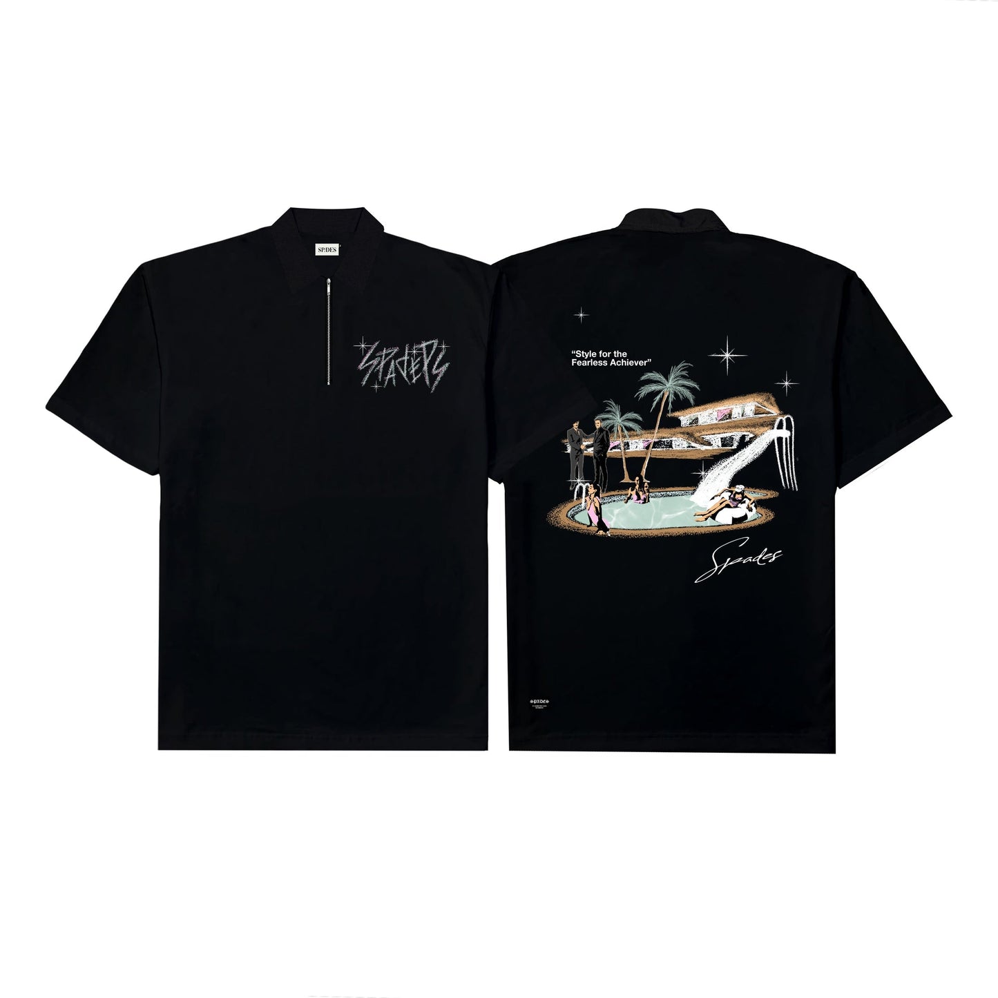 Spades Quarter Zip Polo Fearless Achiever Black SPADES
