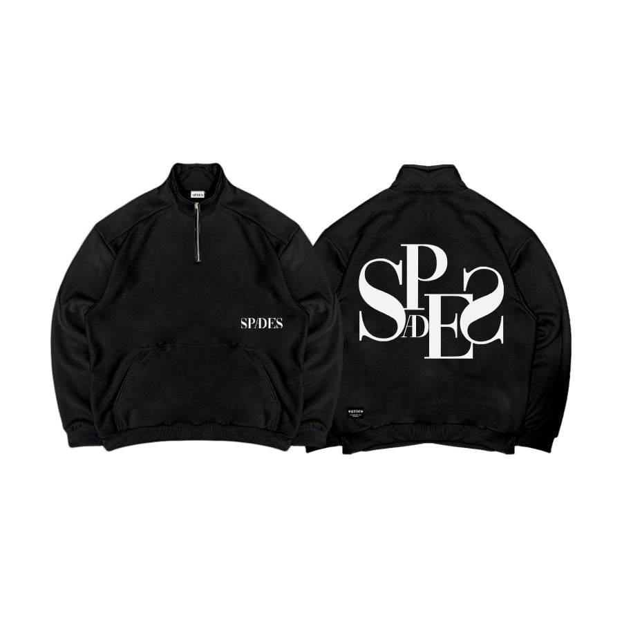 Spades Monochrome Majesty Boxy Quarter Zip Pullover Black SPADES