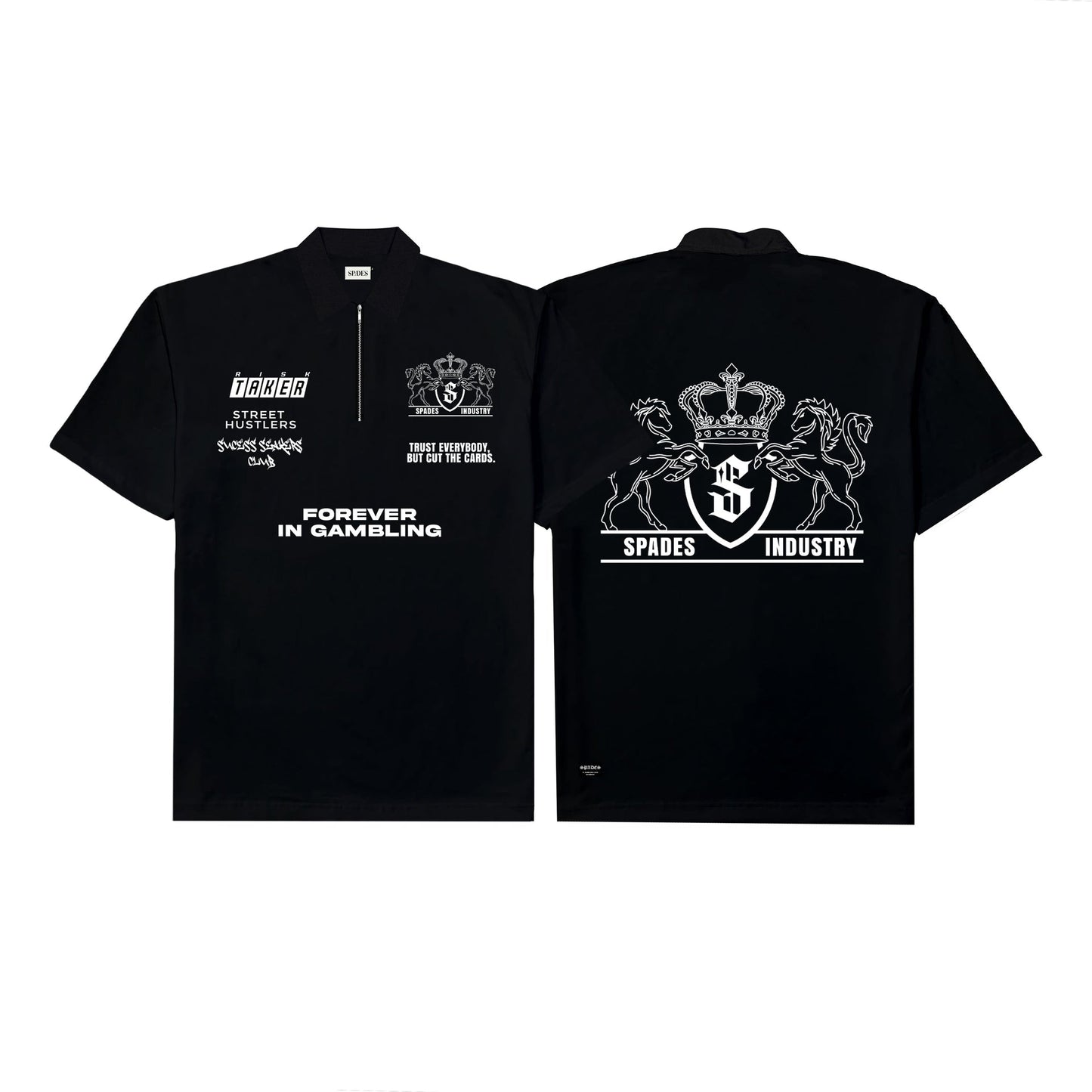 Spades Quarter Zip Polo Forever in Gambling Black SPADES