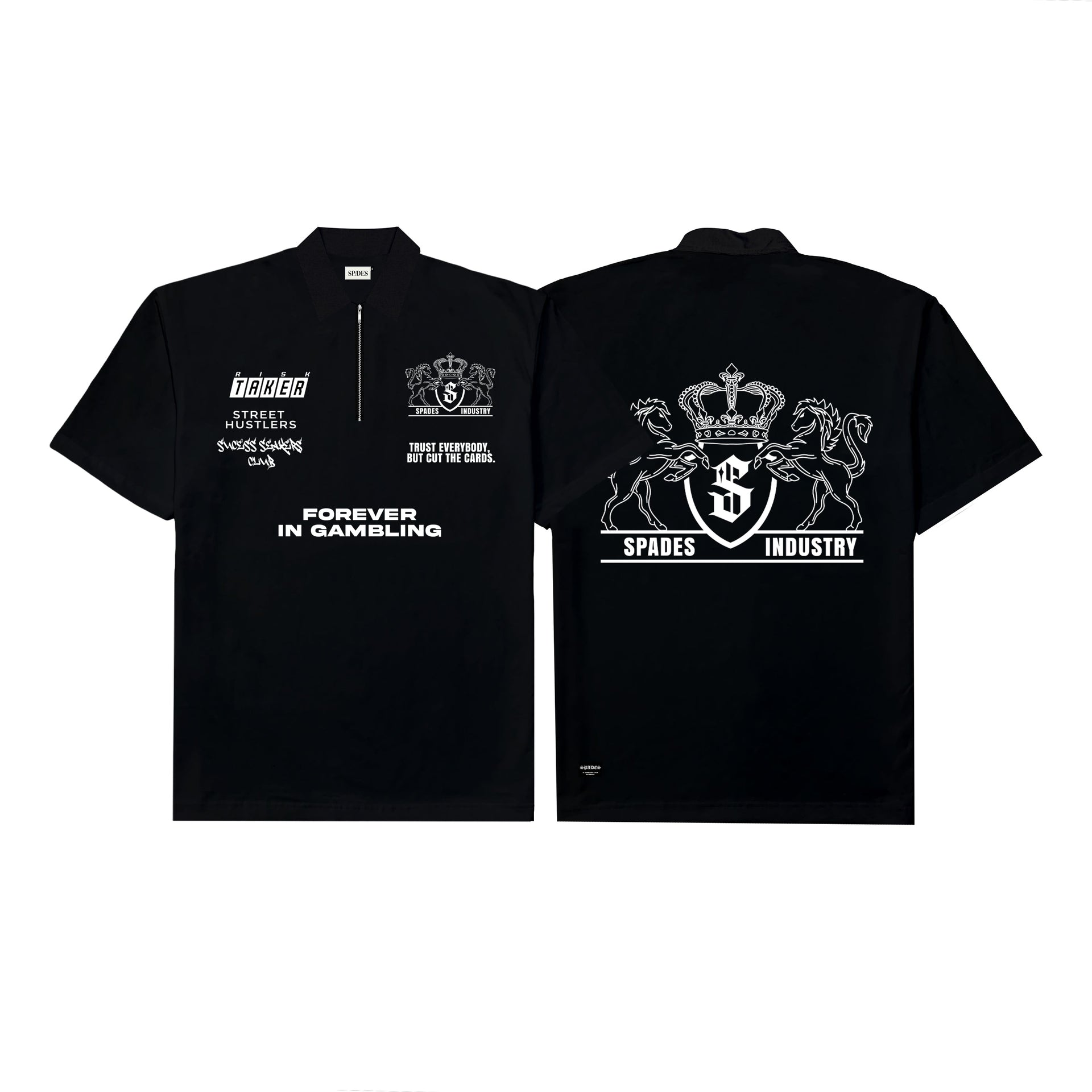 Spades Quarter Zip Polo Forever in Gambling Black SPADES