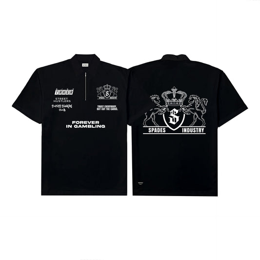 Spades Quarter Zip Polo Forever in Gambling Black SPADES