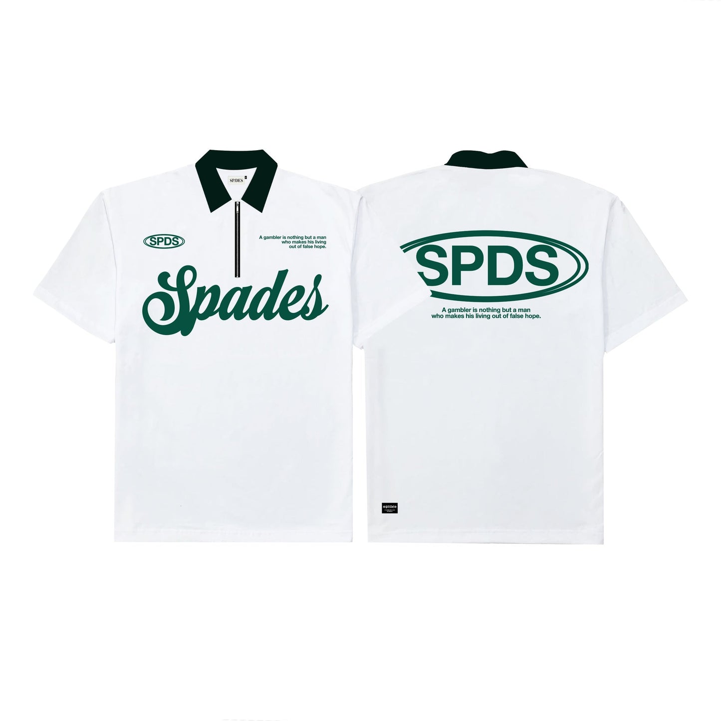 French Terry Quarter Zip Polo Box Tee Winning Formula White SPADES