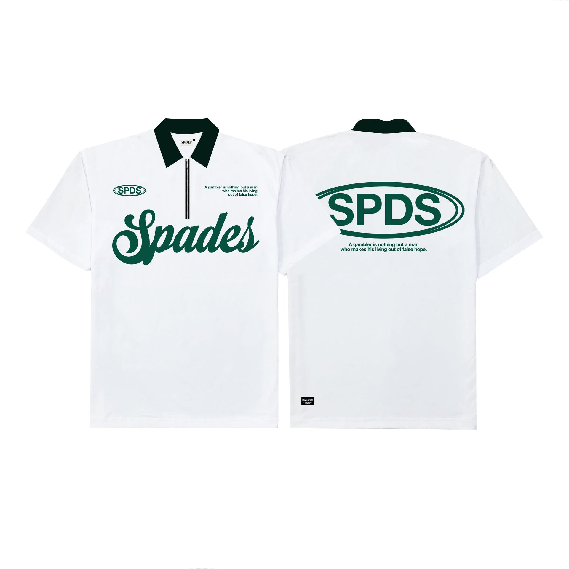 French Terry Quarter Zip Polo Box Tee Winning Formula White SPADES