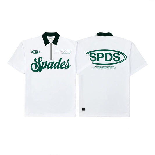 French Terry Quarter Zip Polo Box Tee Winning Formula White SPADES
