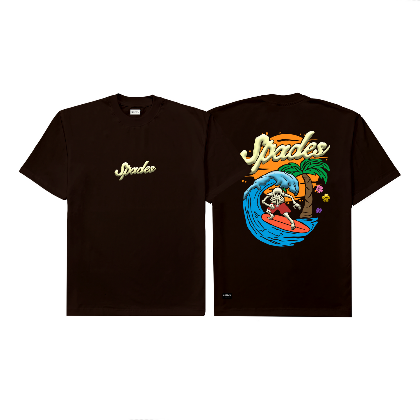 Spades Skeleton Surf Puff Choco Brown T-shirt SPADES