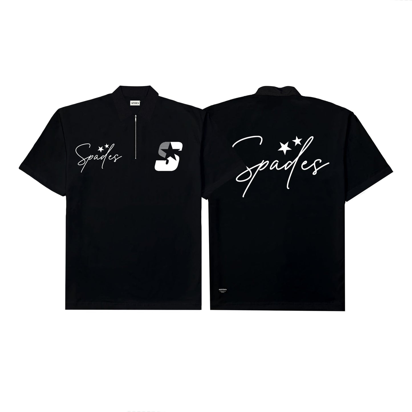 Spades Quarter Zip Polo Signature Black SPADES