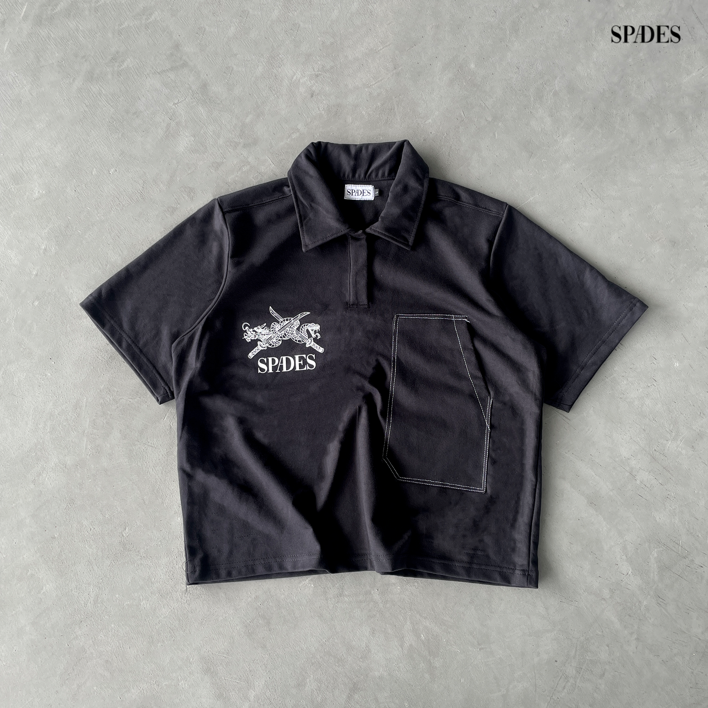 Velcro Apex  Polo Boxy Crop Black SPADES