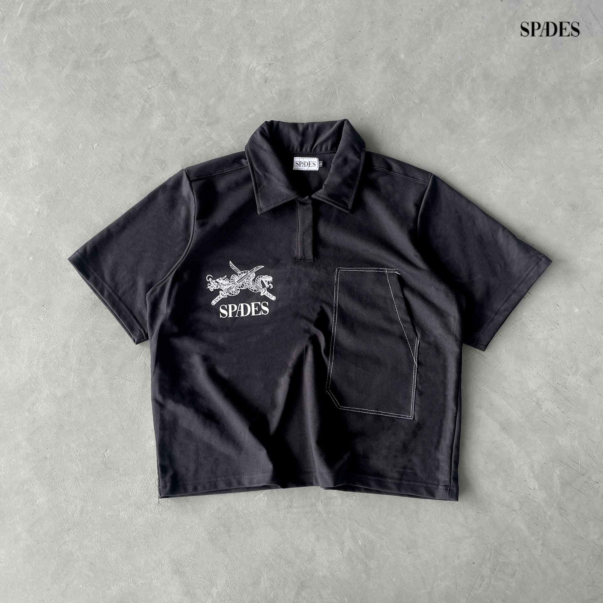 Velcro Apex  Polo Boxy Crop Black SPADES