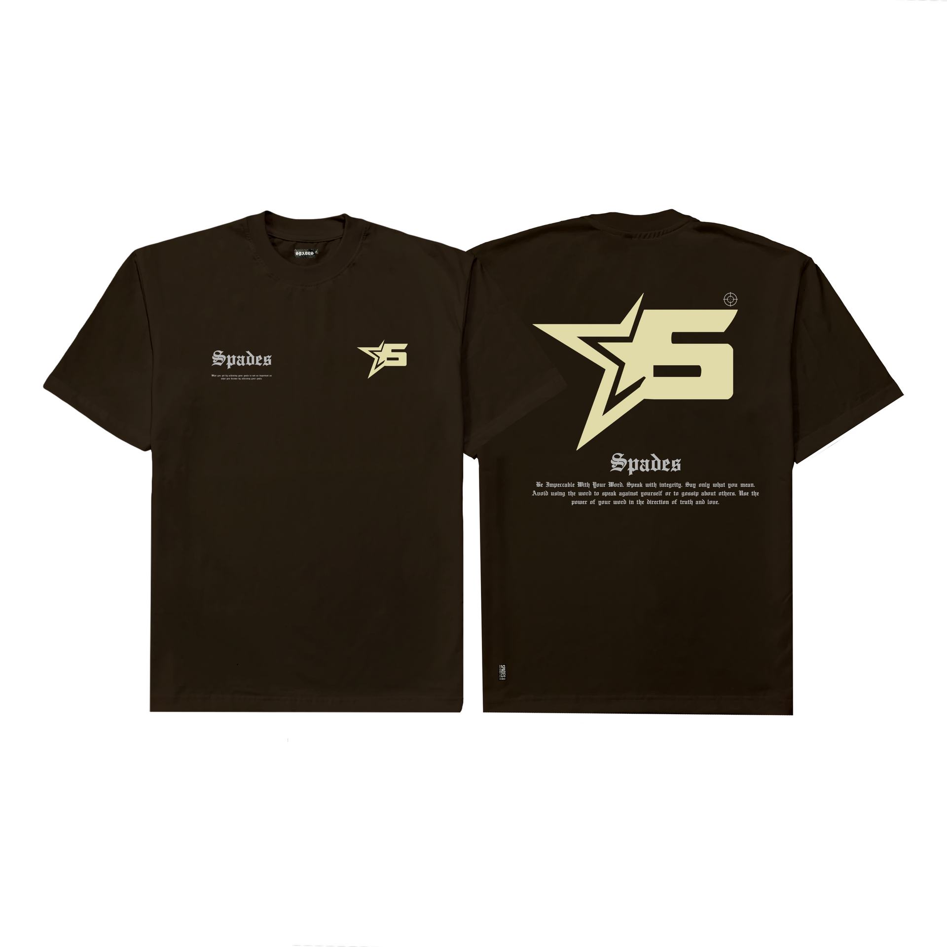 Spades Words of Star Hickory Brown T-shirt SPADES
