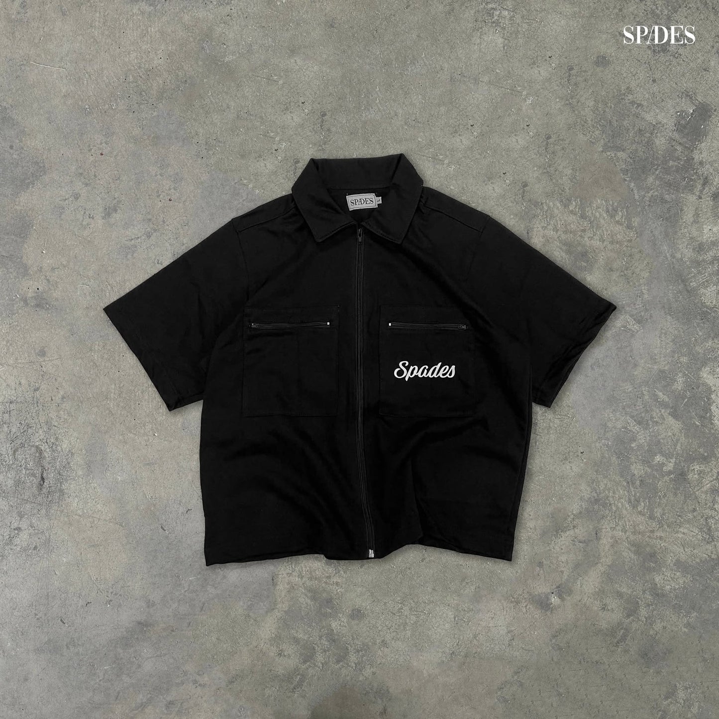 Gamblers Club Polo Boxy Crop Black French Terry