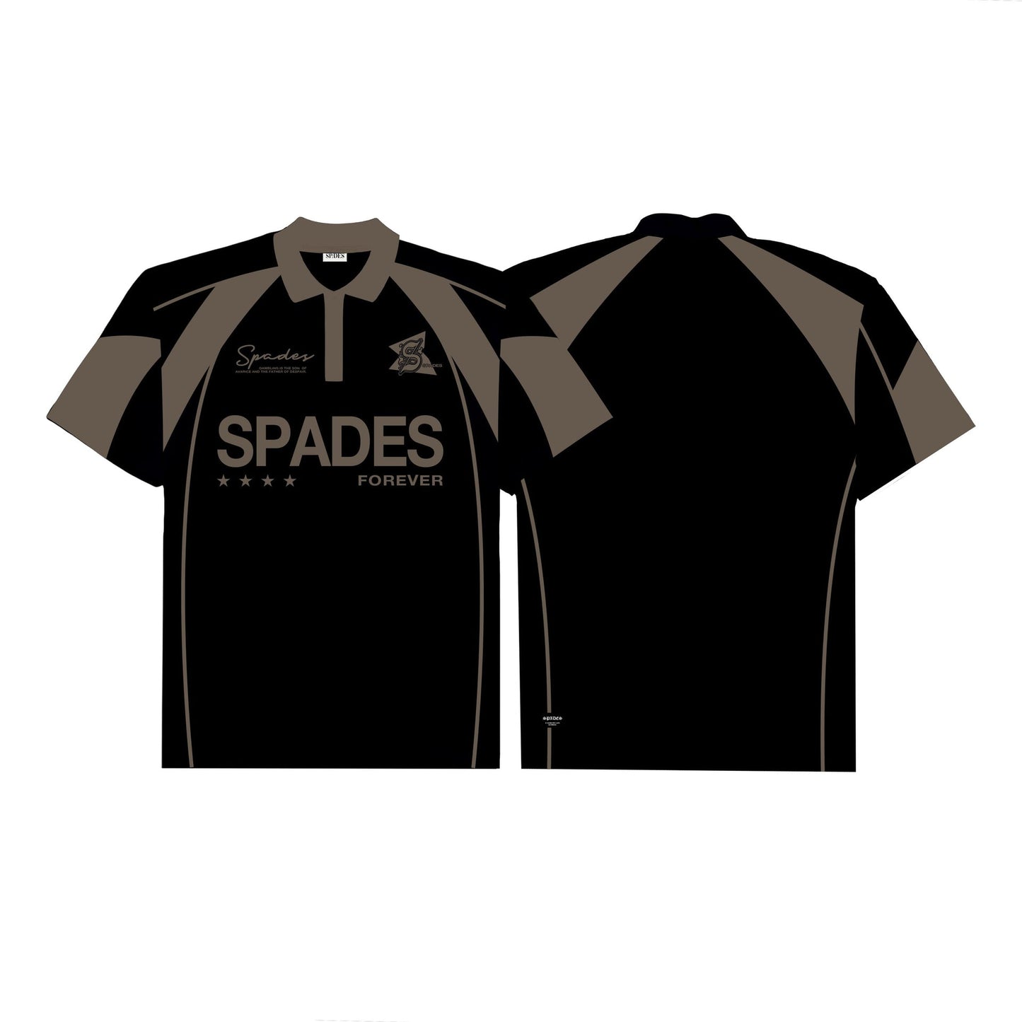 French Terry Crop Polo Shirt Fabric Avarice Black SPADES