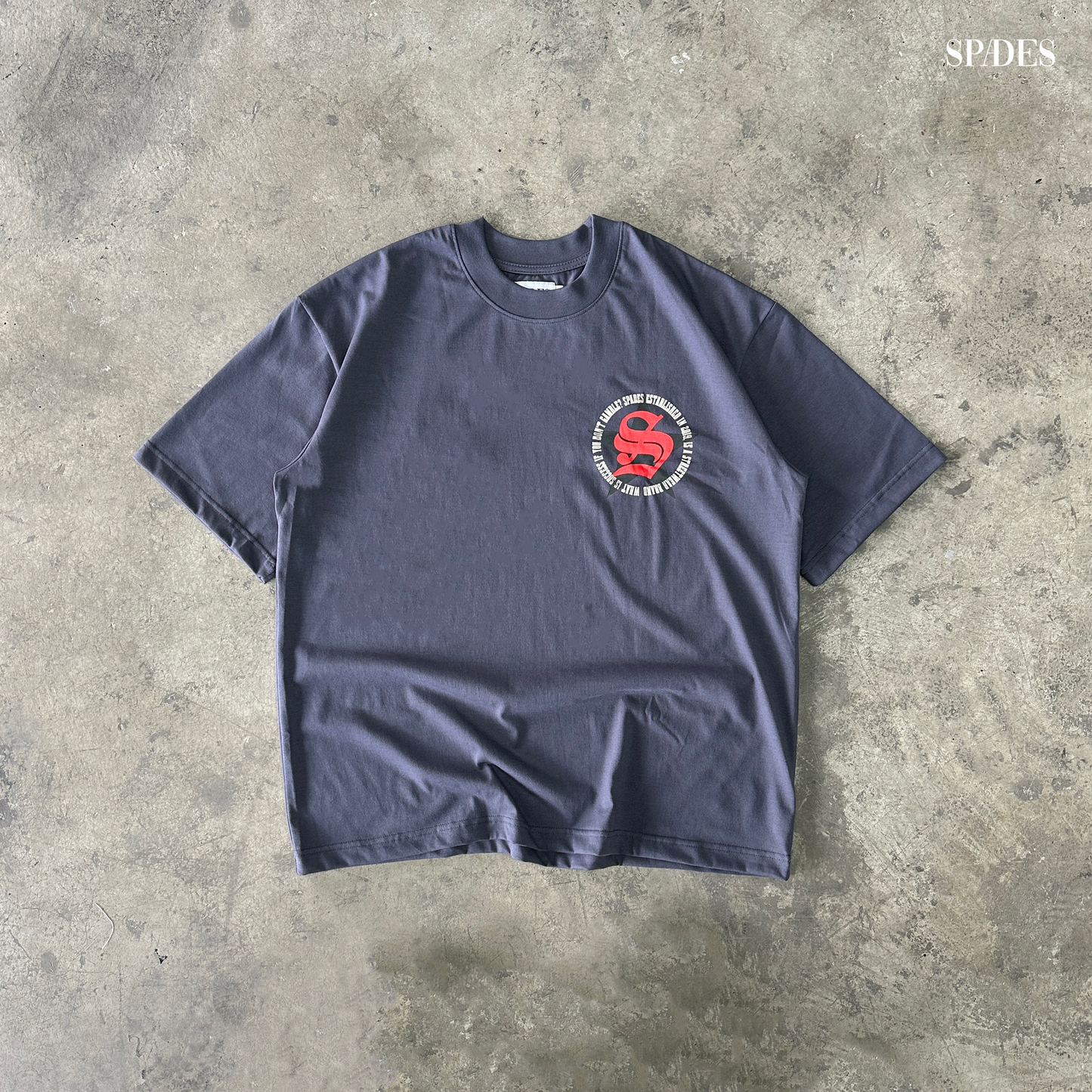 Grit Circle Signature Box Tee Gray SPADES