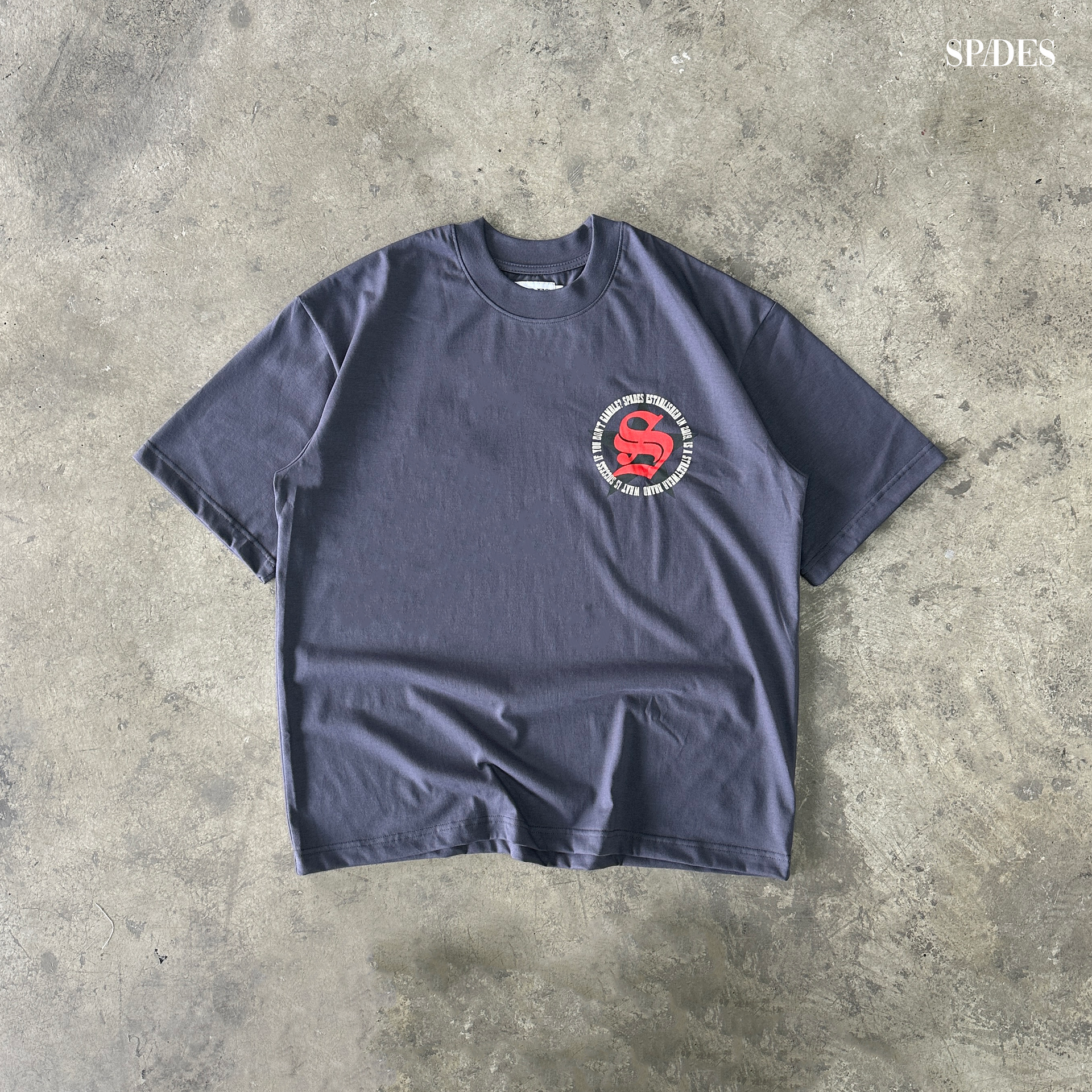 Grit Circle Signature Box Tee Gray SPADES
