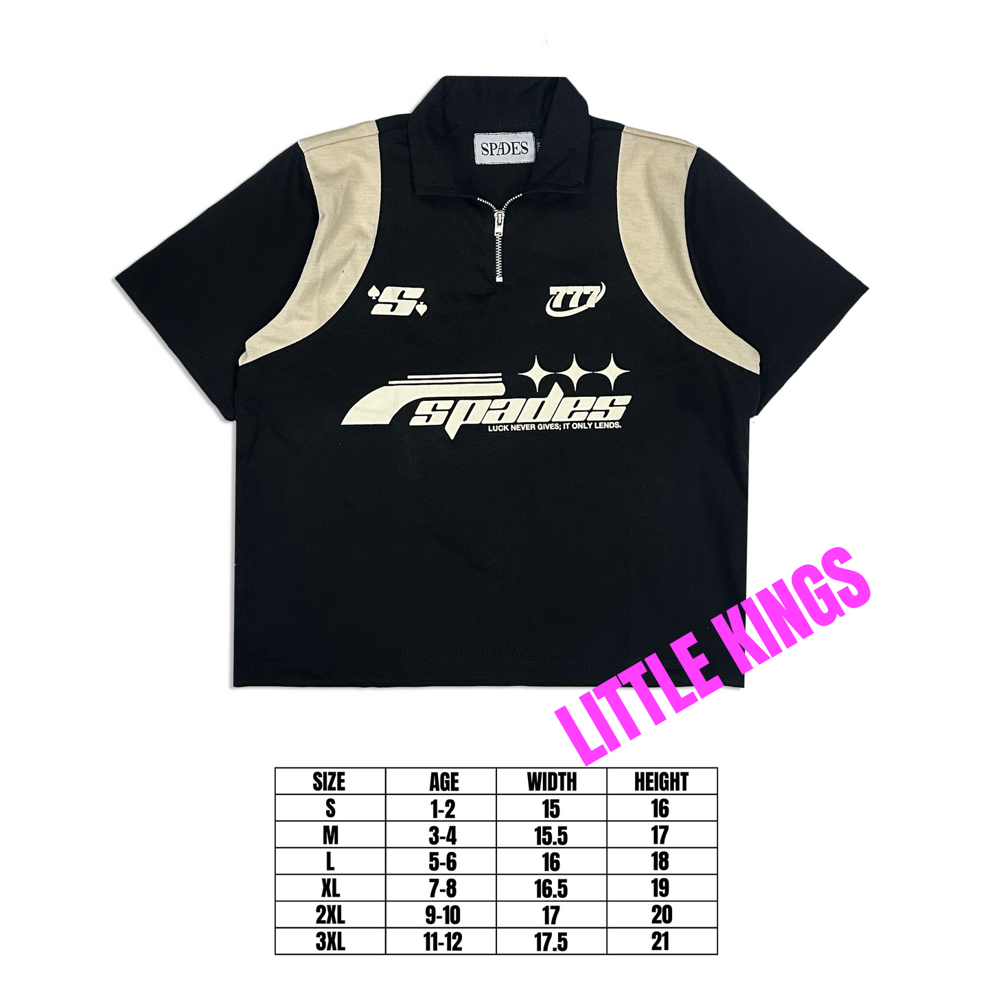 Spades Little Kings Lucky 777 Polo Zip - Kids Apparel SPADES