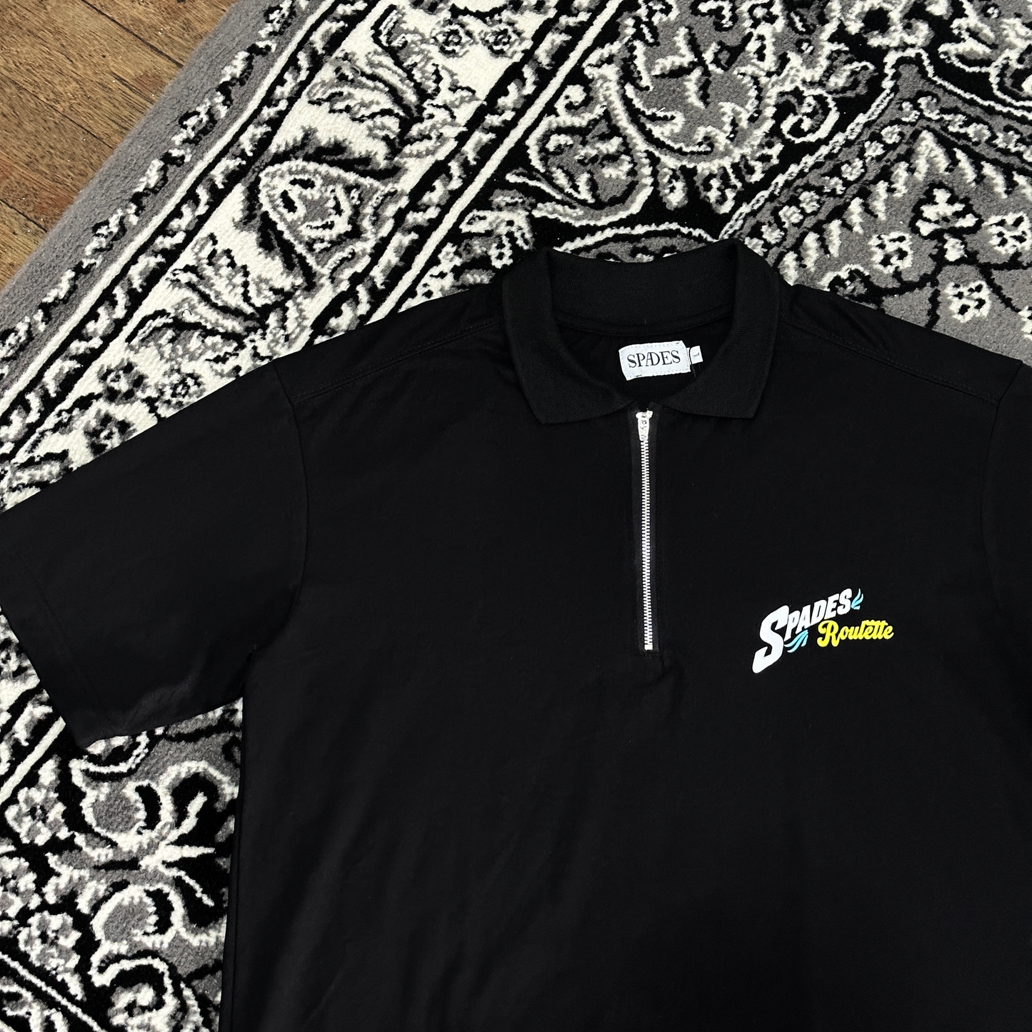 Spades Quarter Zip Polo Roulette Black SPADES