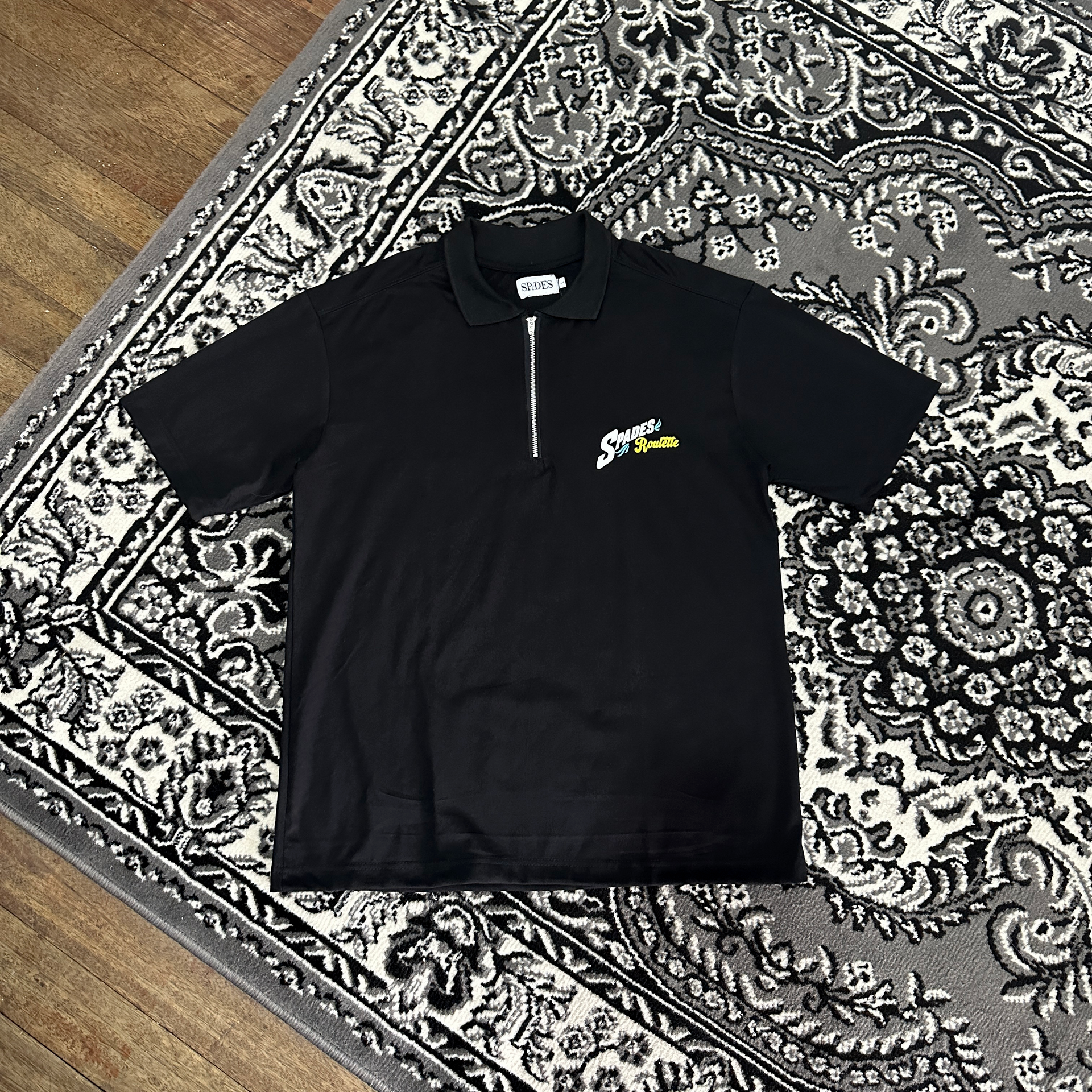 Spades Quarter Zip Polo Roulette Black SPADES