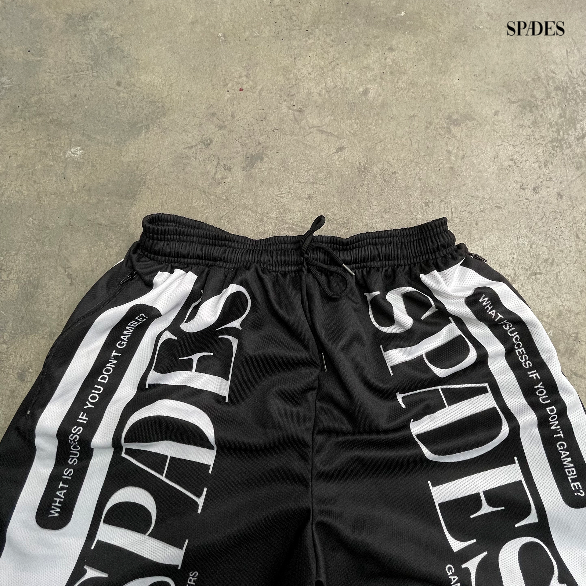 Black Line Hustle Mesh Shorts SPADES