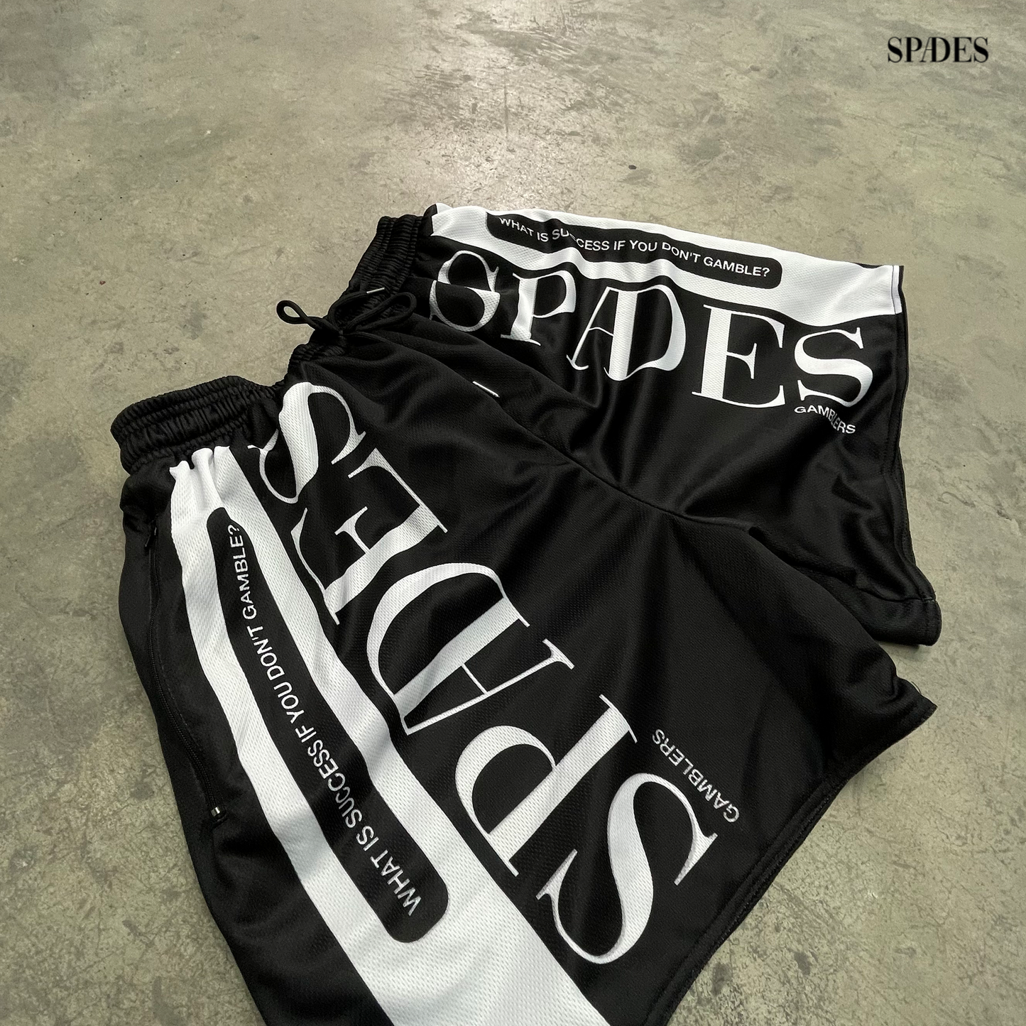 Black Line Hustle Mesh Shorts SPADES