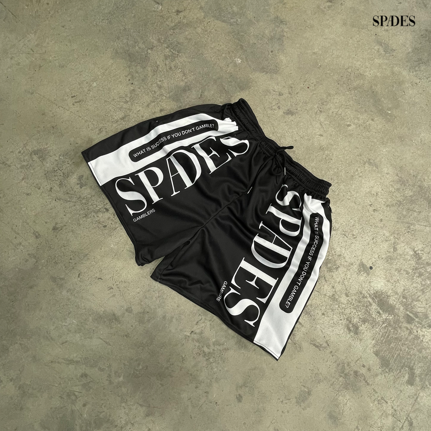 Black Line Hustle Mesh Shorts SPADES