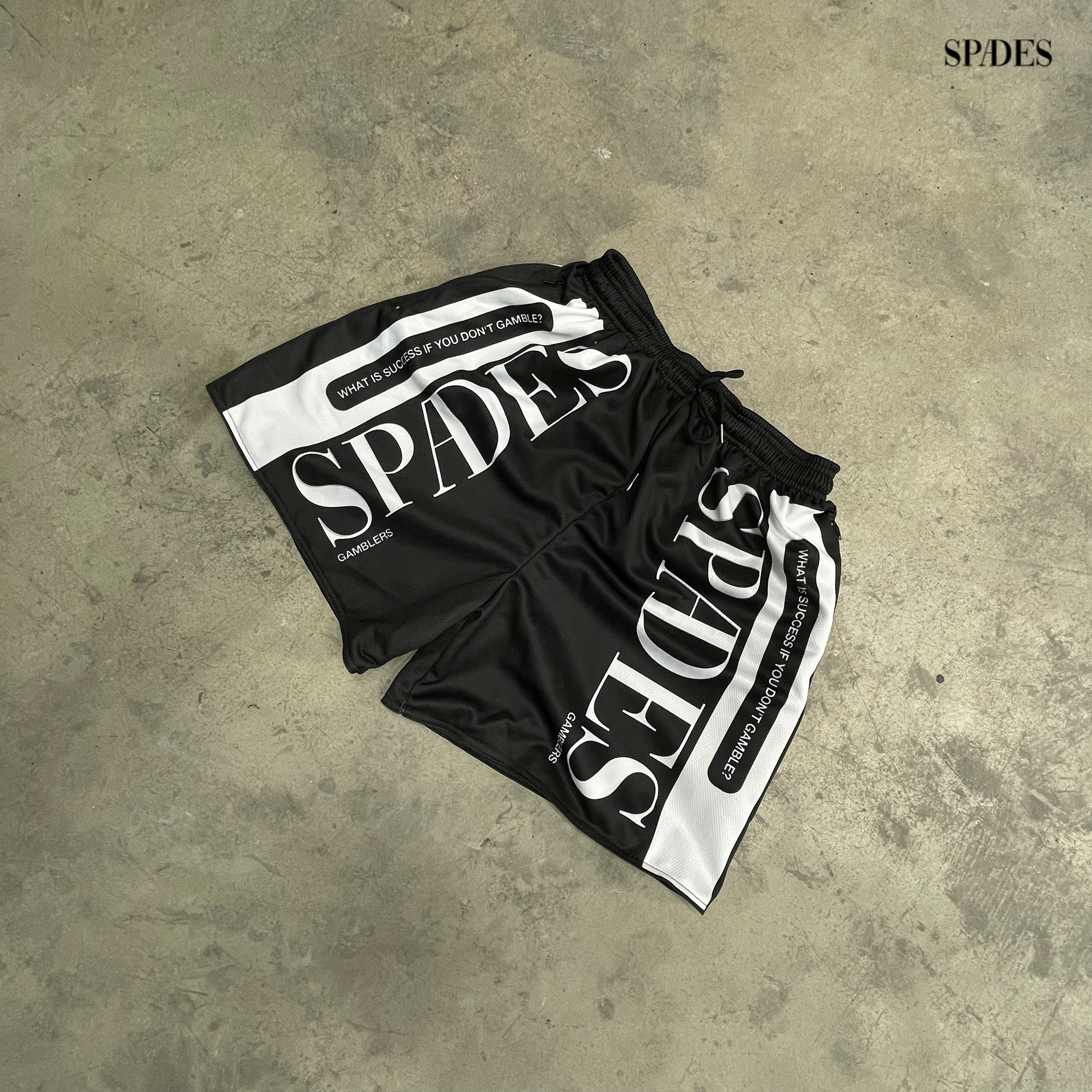 Black Line Hustle Mesh Shorts SPADES
